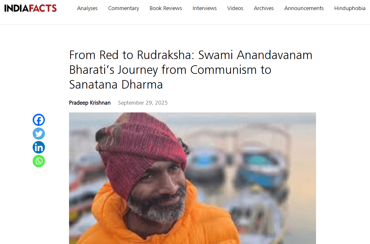 From Red to Rudraksha: Swami Anandavanam Bharati’s Journey from Communism to Sanatana Dharma